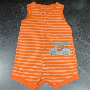 Carters 3-6 Months Orange Button Down Romper